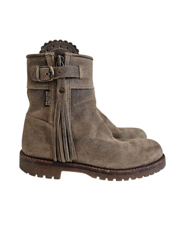 Penelope Chilvers Shoes - Penelope Chilvers Gaucho Birch Cropped Suede Leather Tassel Ankle Boots 37/6